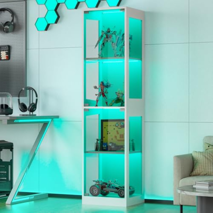 Glass Cabinet Display - خزانة عرض زجاجية مزودة بإضاءة RGB