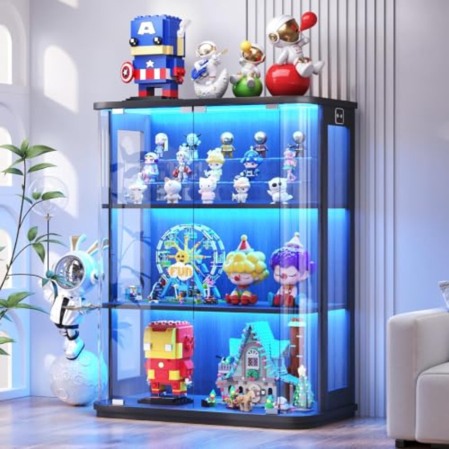 Glass Cabinet Display - خزانة عرض دائرية بثلاث طبقات مع