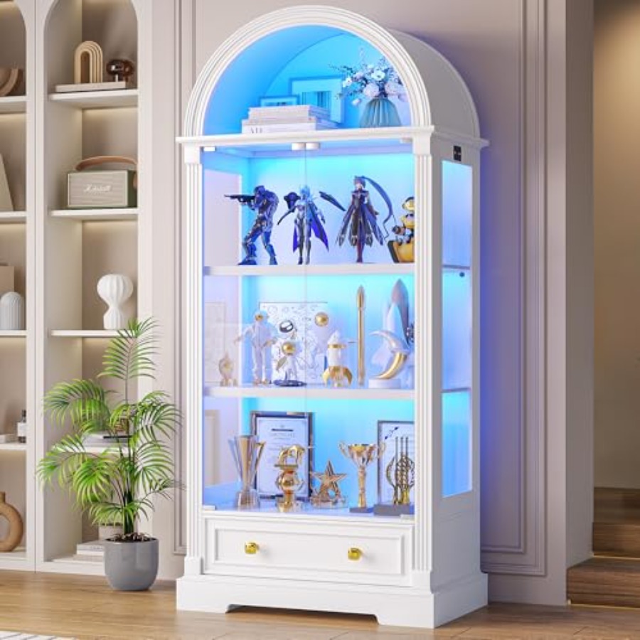 Glass Cabinet Display - خزانة عرض مقوسة لغرفة المعيشة، أبواب