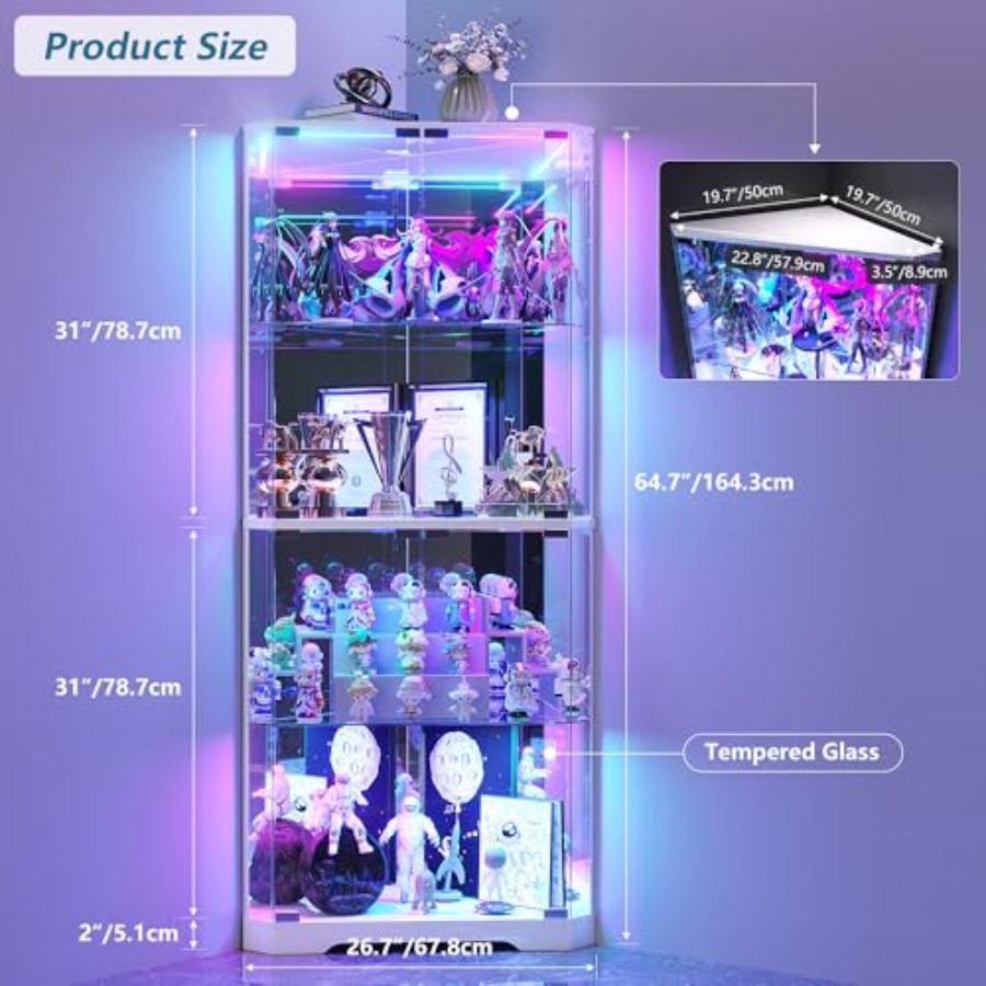 خزانة عرض زاوية بارتفاع 64.7 ب - مراجعة Glass Cabinet Display وسعره