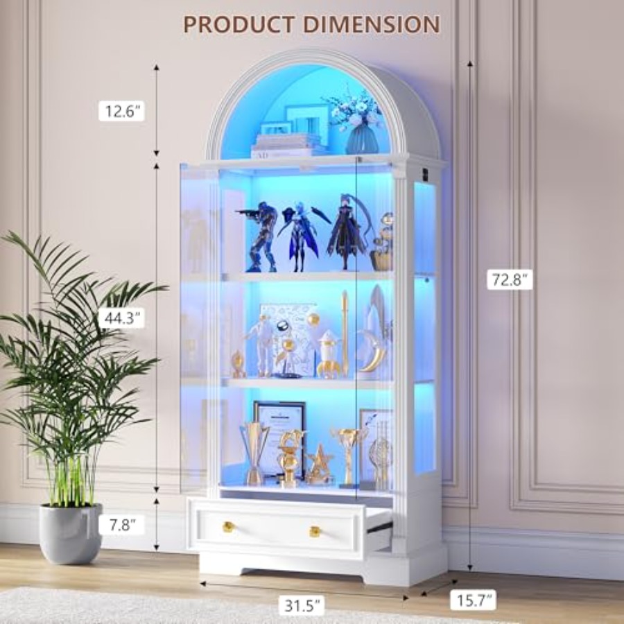 خزانة عرض مقوسة لغرفة المعيشة، - مراجعة Glass Cabinet Display وسعره