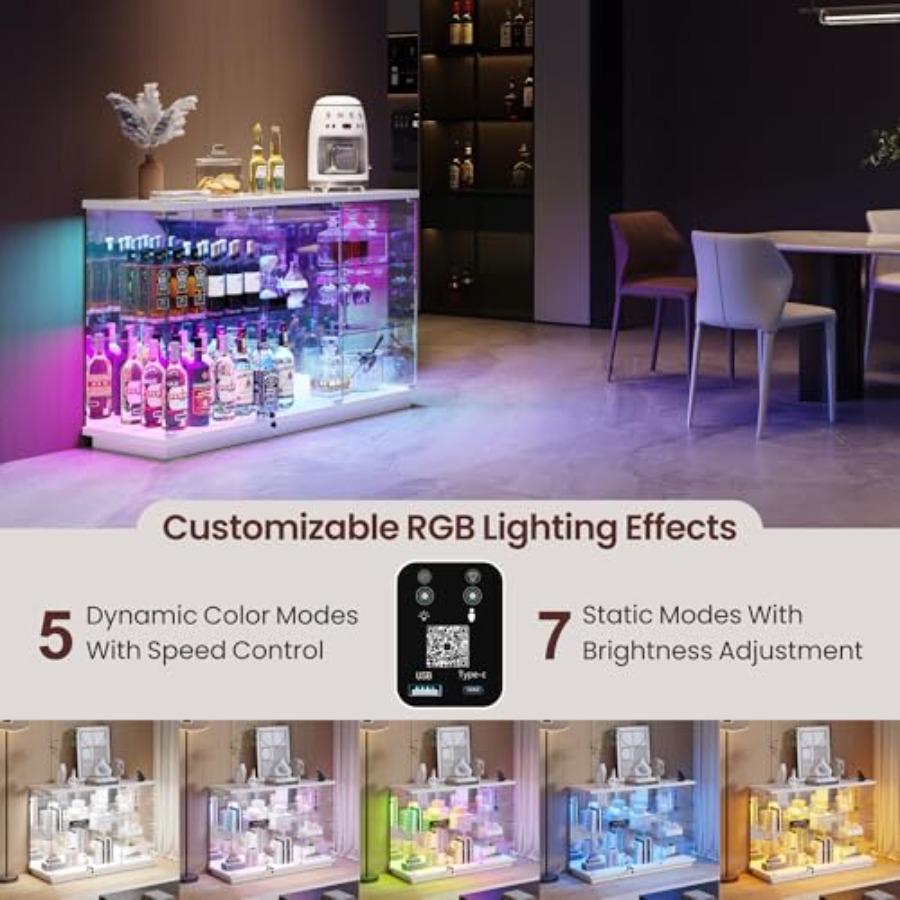 خزانة عرض زجاجية بإضاءة RGB مع - مراجعة Glass Cabinet Display وسعره